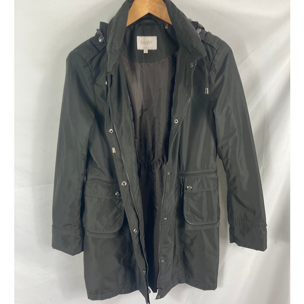 Laundry By Shelli Segal Zip Up Ruffle Back Windbreaker Jacket Size Medium